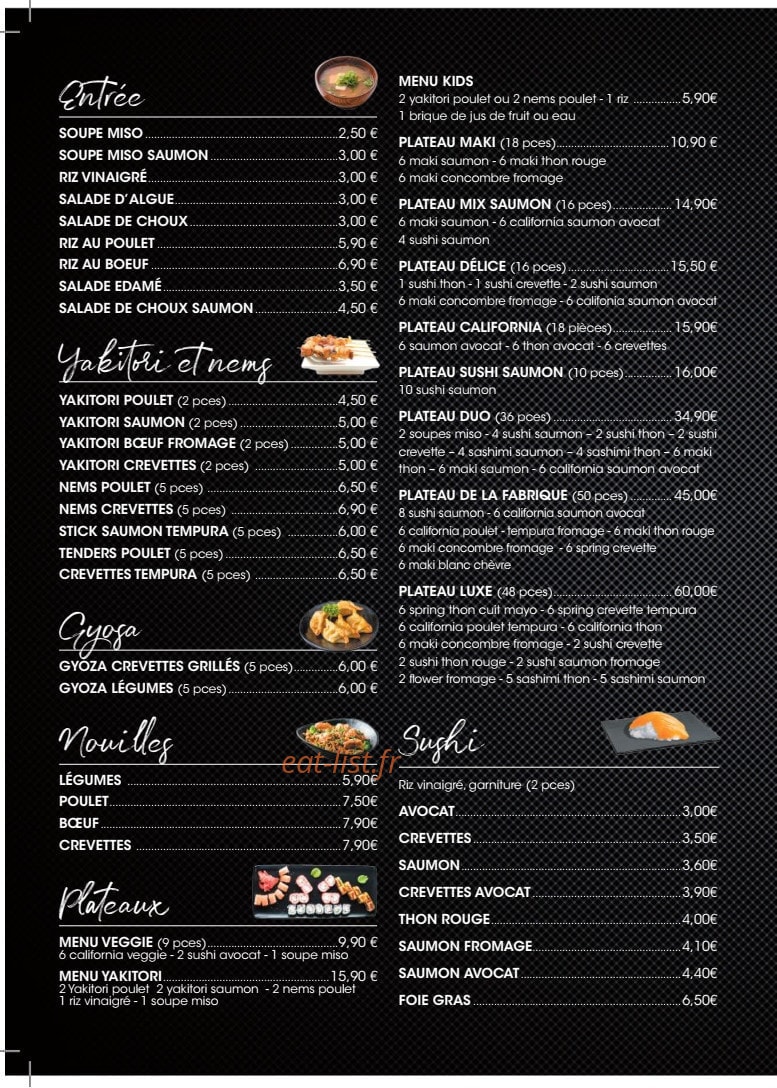 La Fabrique du Sushi — carte page 2