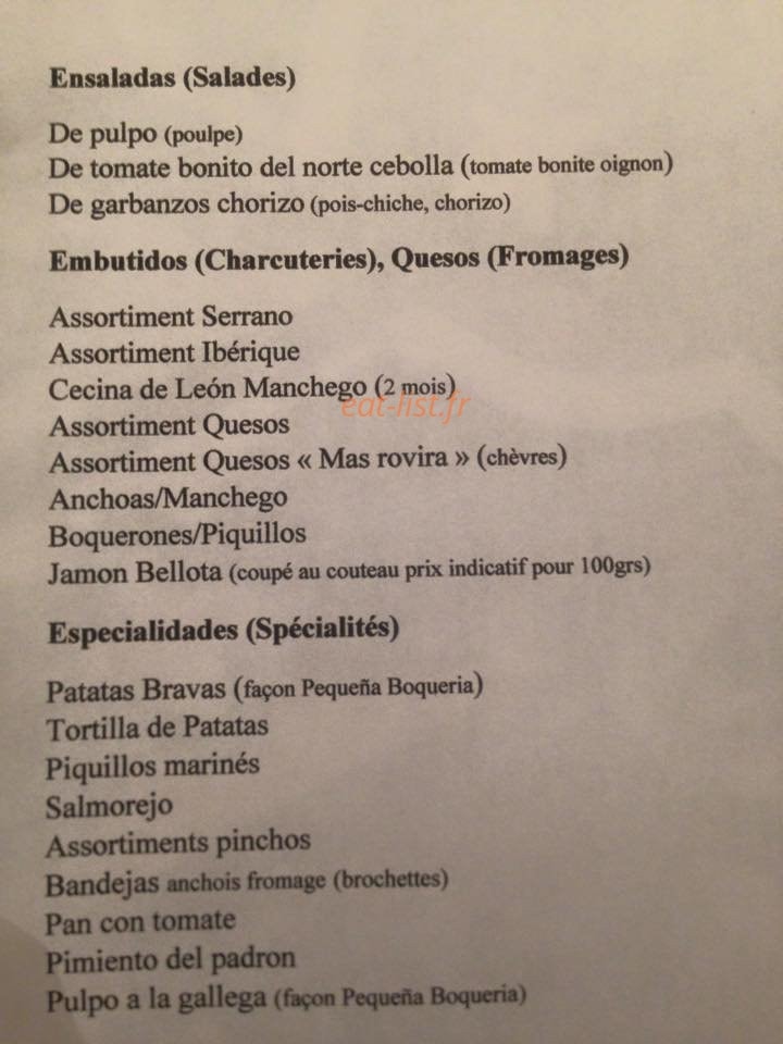 La Pequeña Boqueria — carte page 2