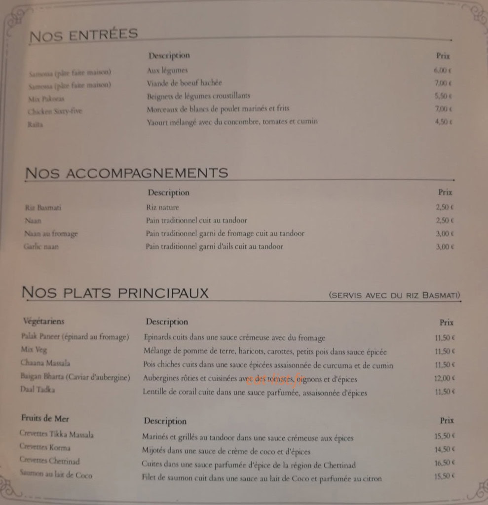 La Terrasse Des Indes — carte page 1