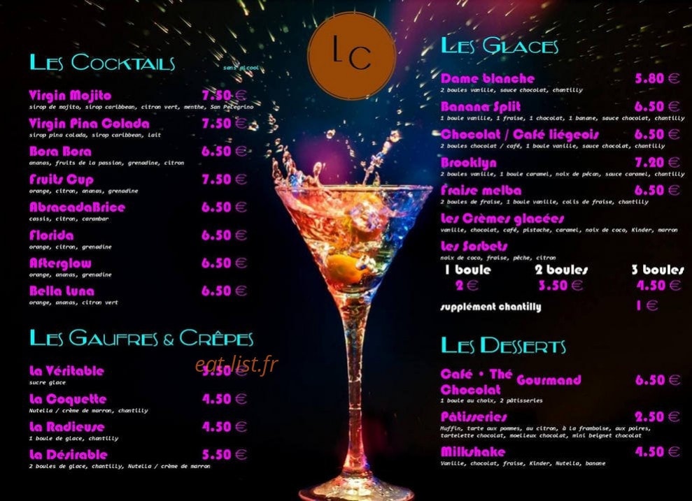 Le Cyan café — carte page 3