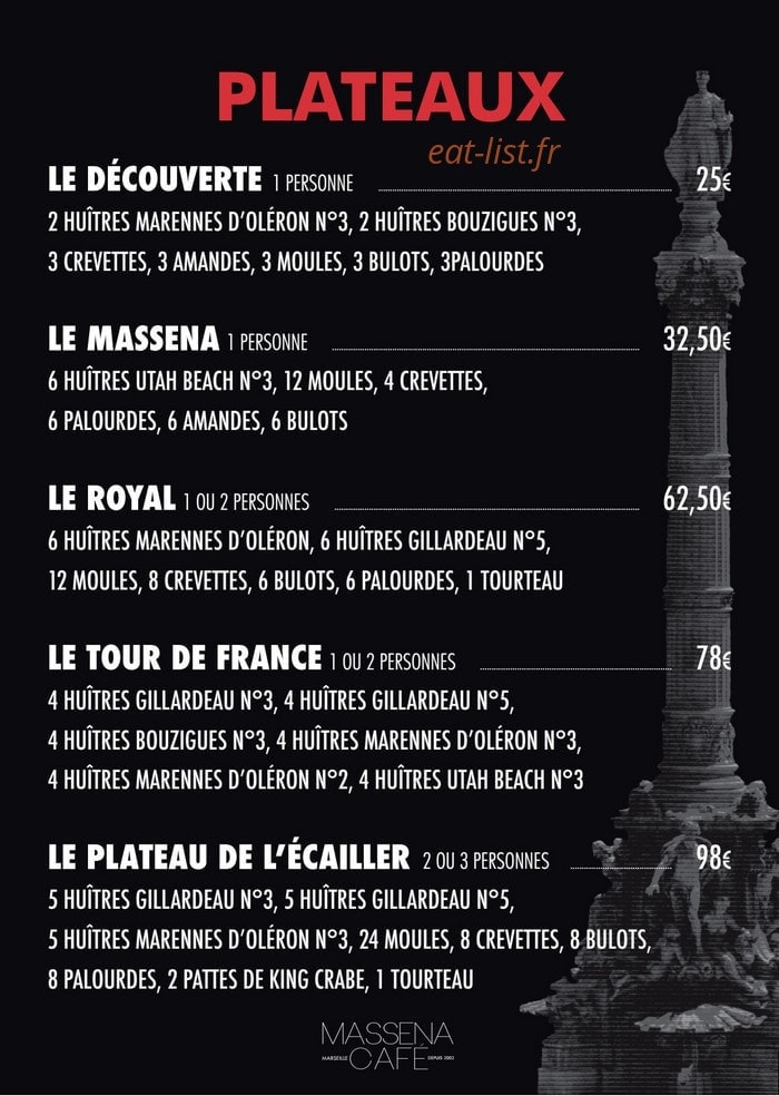Le Massena Cafe — carte page 3