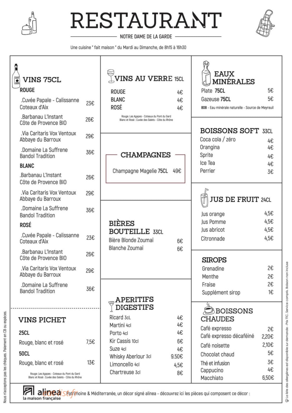 Le Restaurant Notre Dame de la Garde — carte page 2