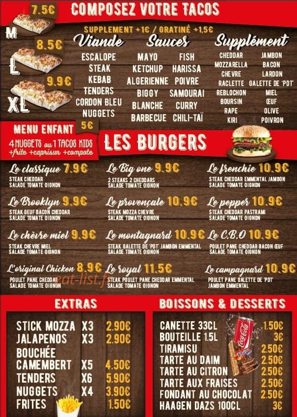 Le roi du burger — carte page 2