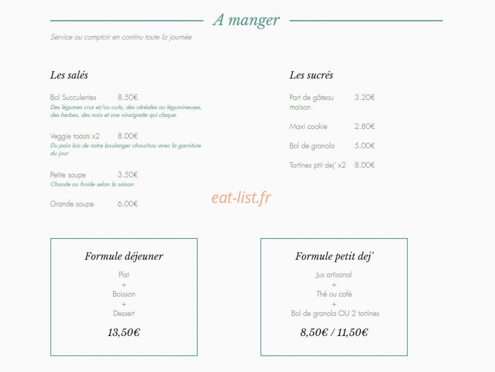 Les Succulentes — carte page 1
