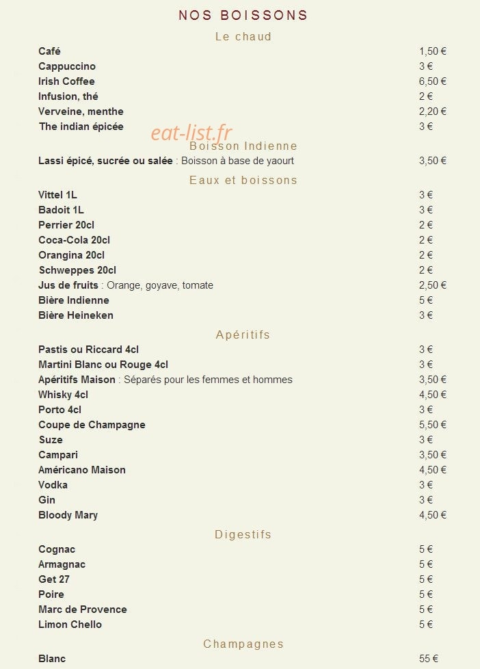 Little India — carte page 2