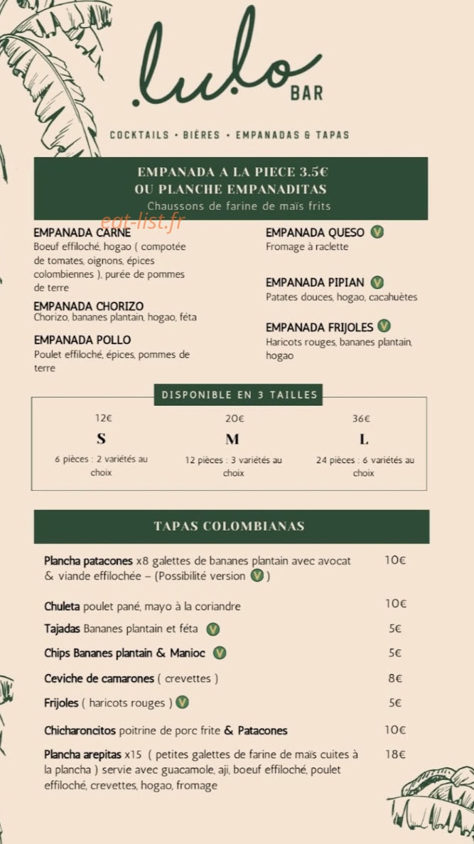 Lulo Bar — carte page 1