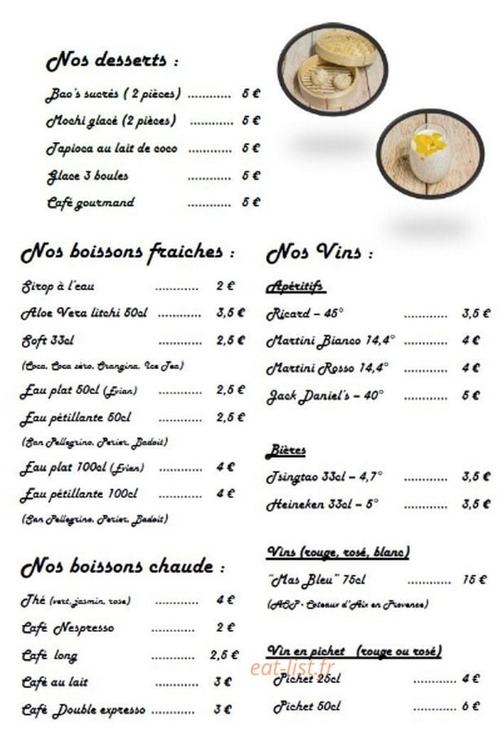 Maison Bao's — carte page 2