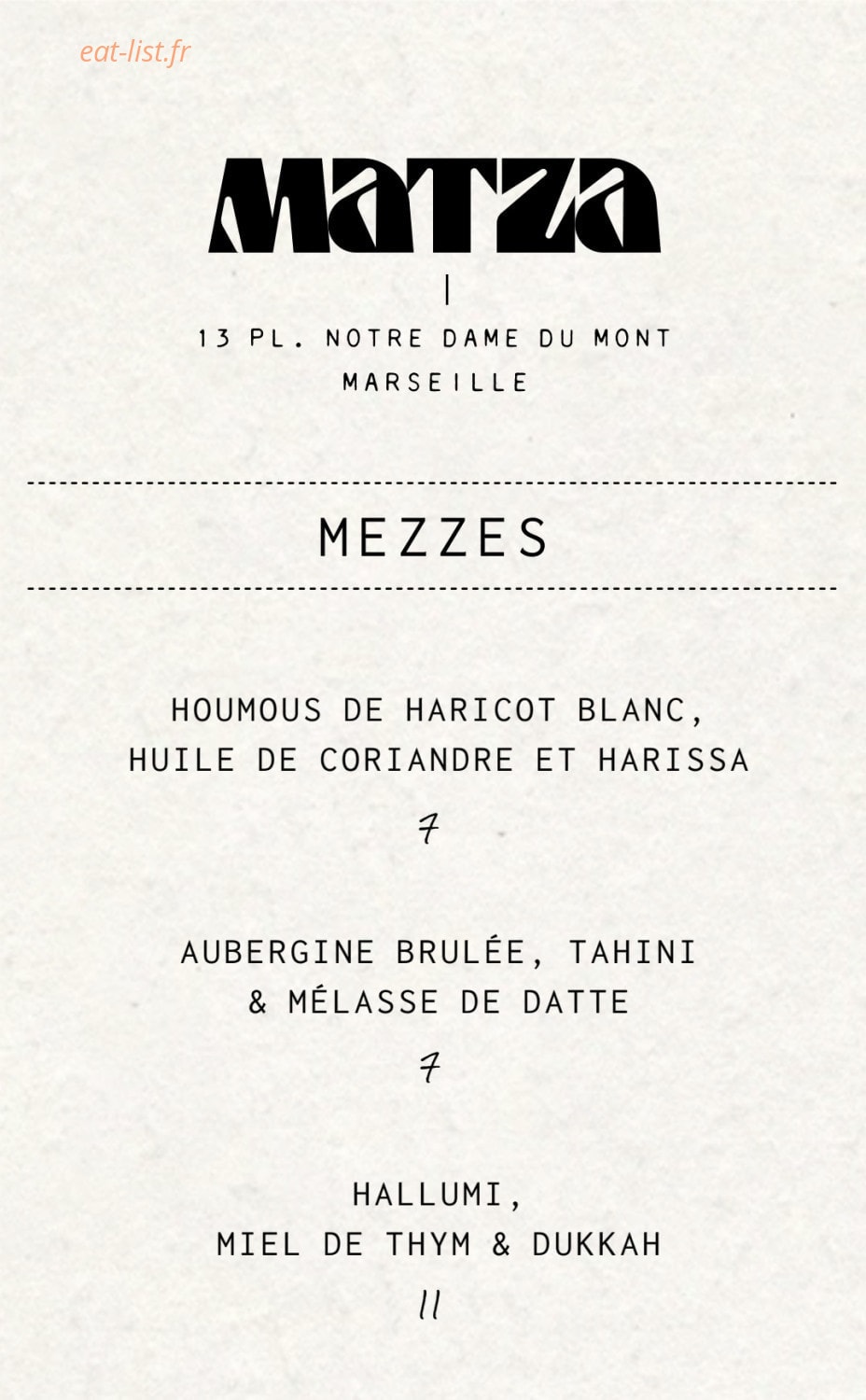 Matza — carte page 1