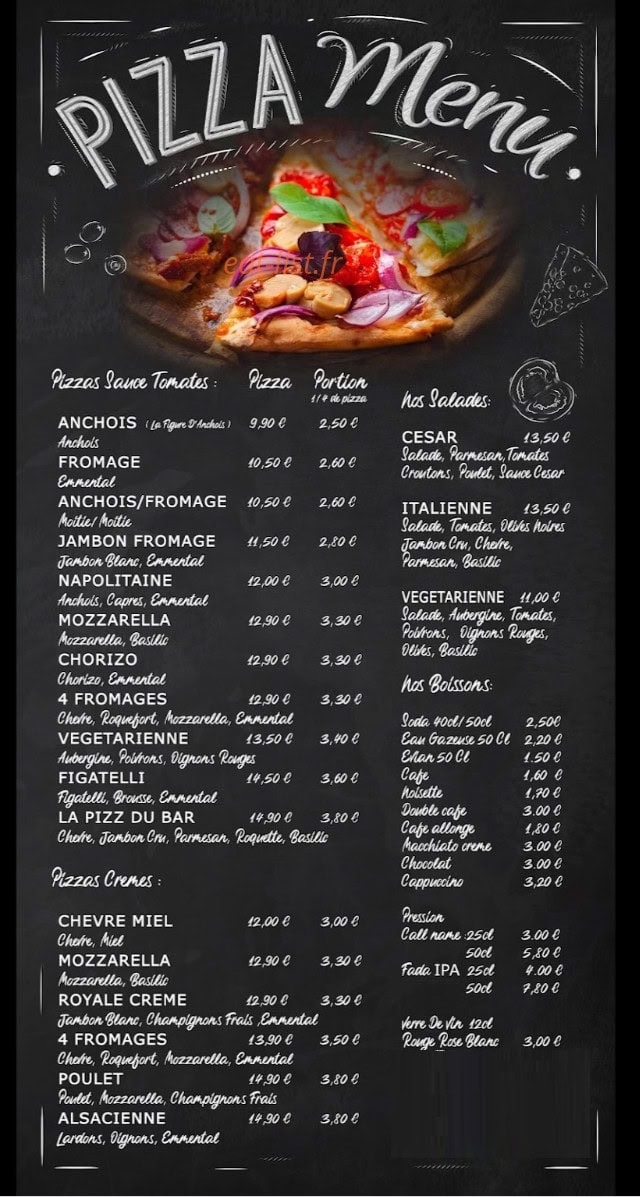 O' Bar à Pizza — carte page 1