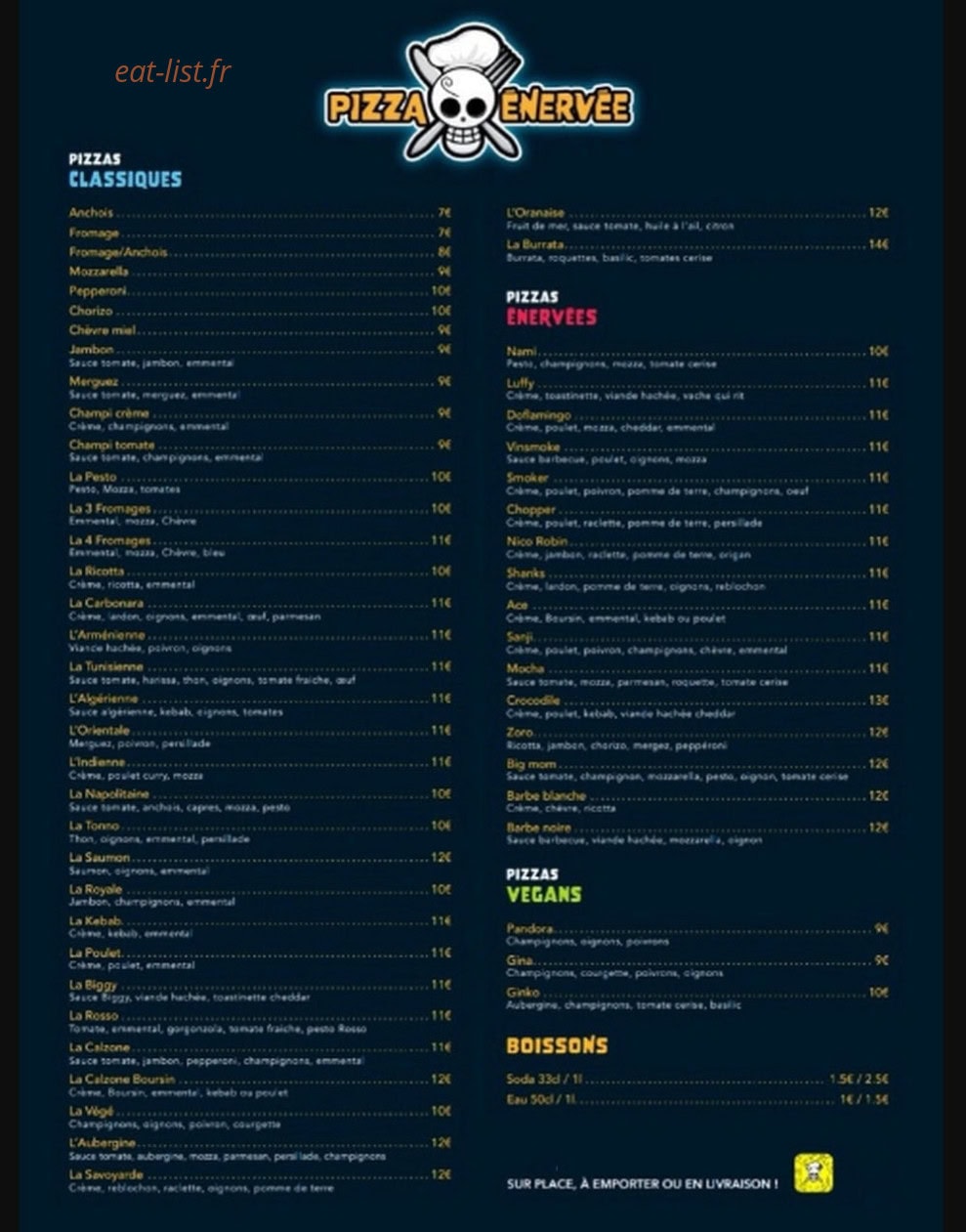 Pizza Enervée — carte page 1