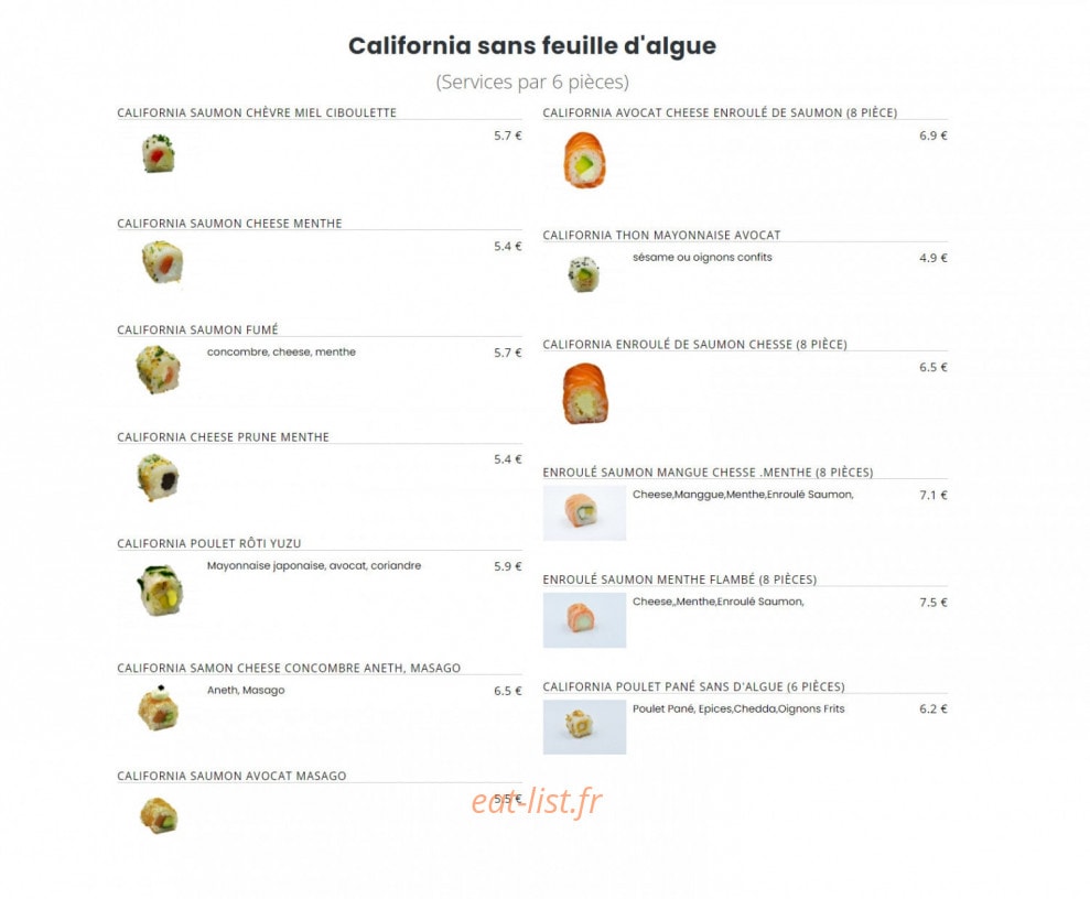Sushi Myori — carte page 5