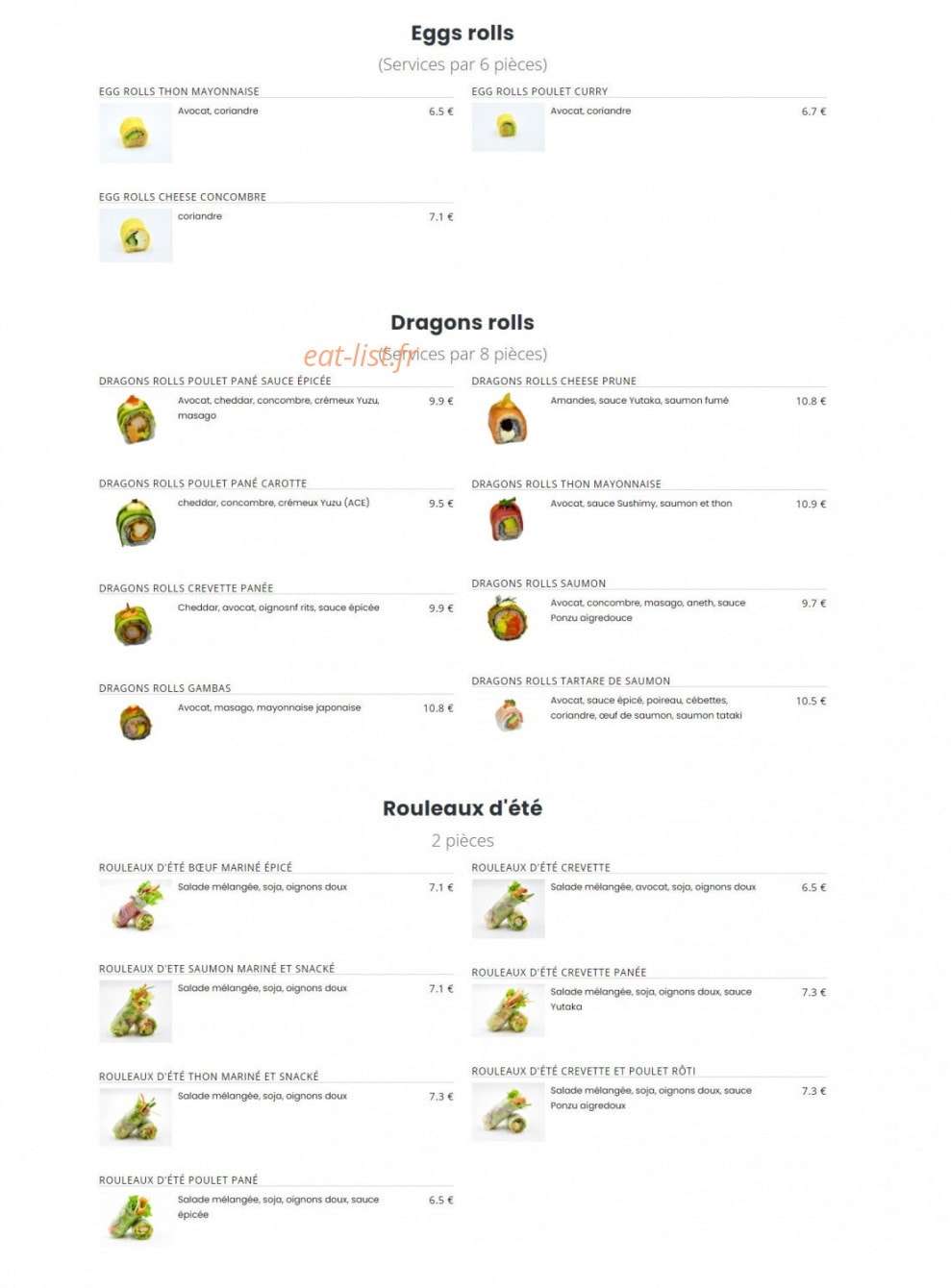 Sushi Myori — carte page 7