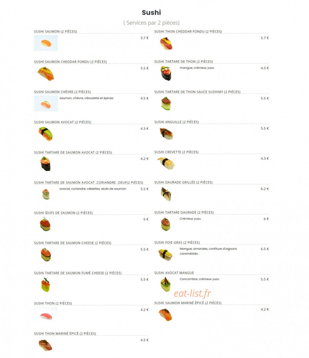 Sushi Myori — carte page 2