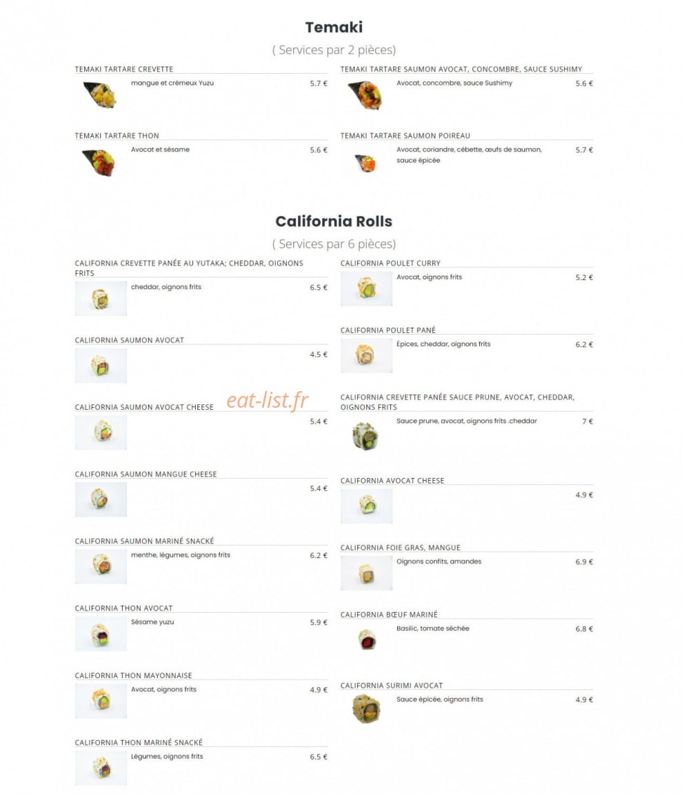 Sushi Myori — carte page 4