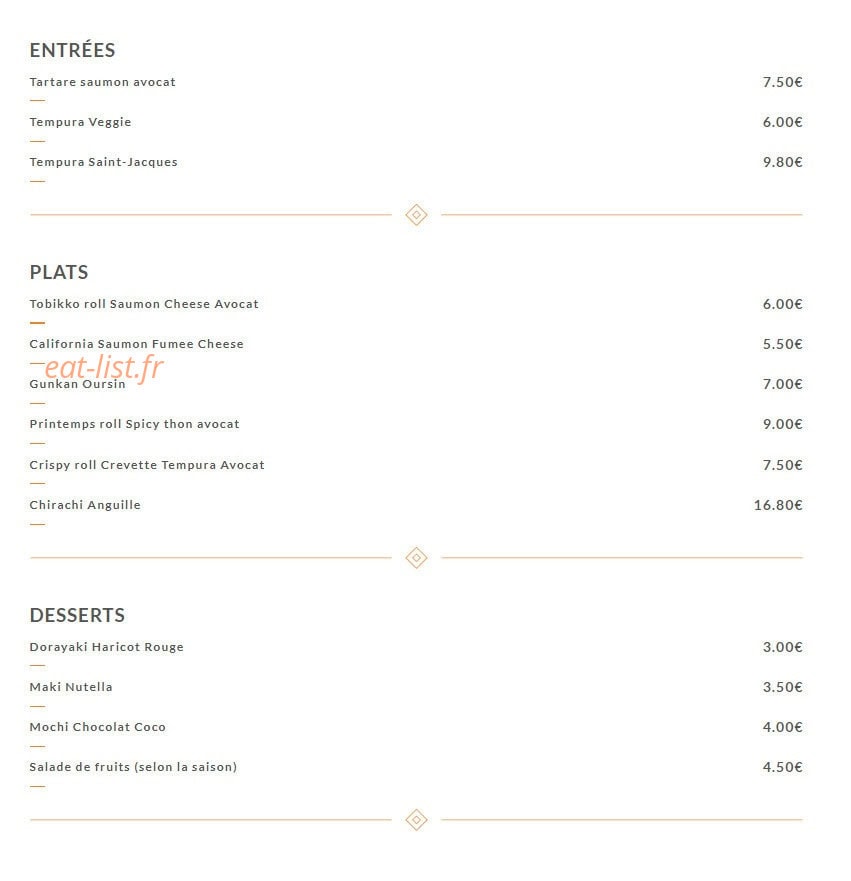 Sushi Resto — carte page 1