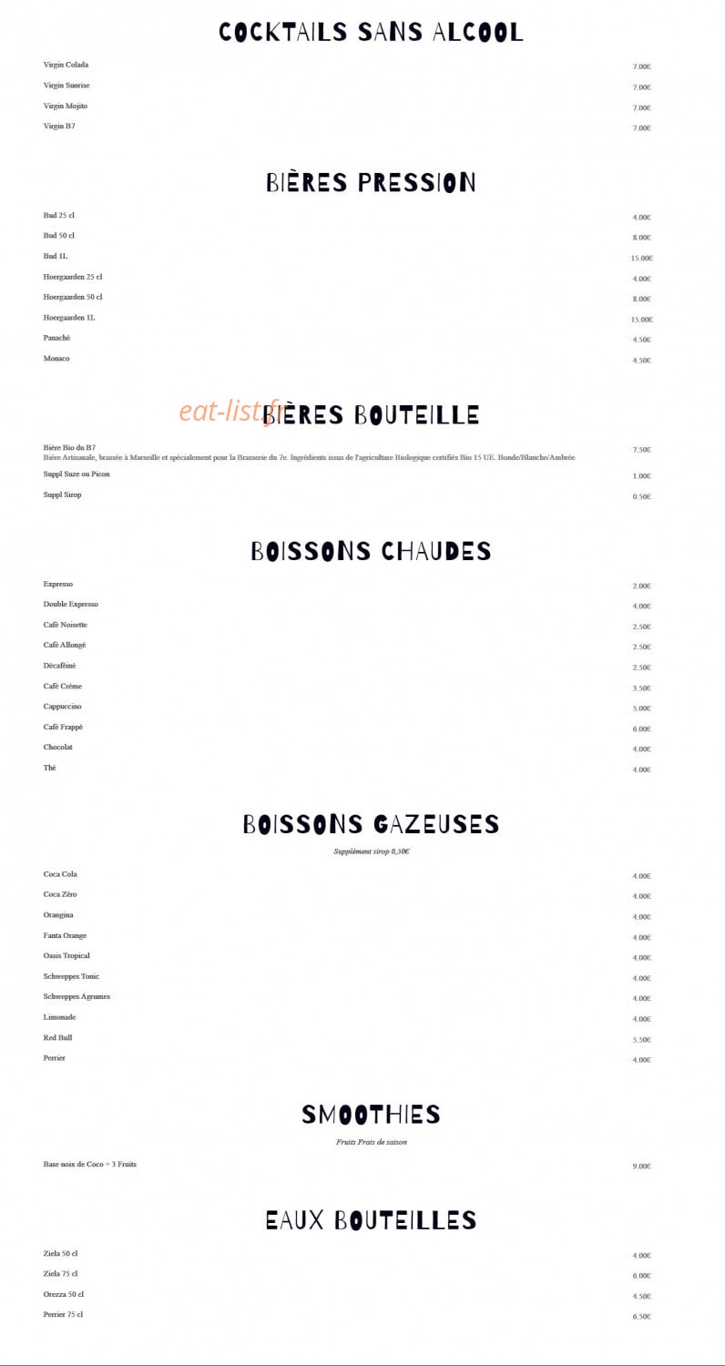 Brasserie du VII ieme — carte page 3