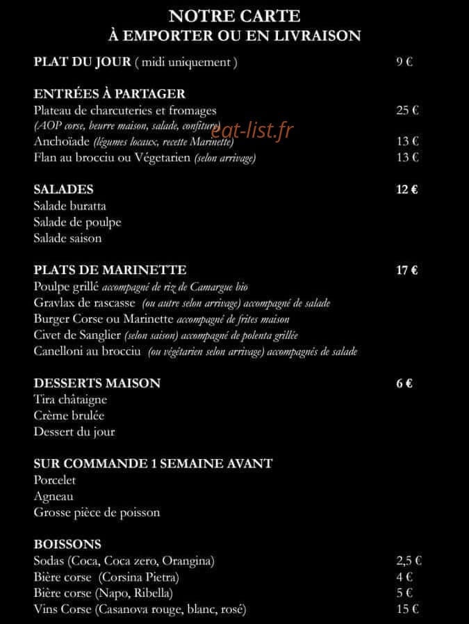 Chez Marinette — carte page 1
