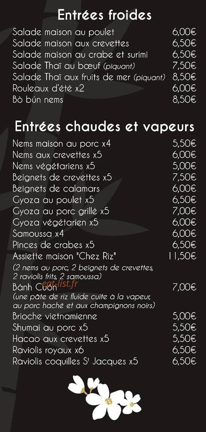 Chez Riz — carte page 2