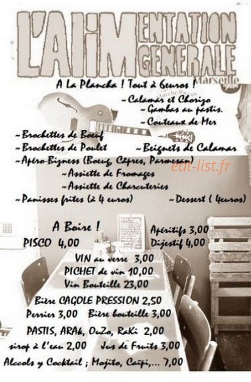 L'Alimentation Générale — carte page 1