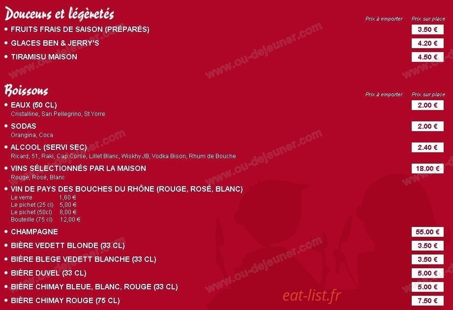 L'Eau à la Bouche — carte page 2