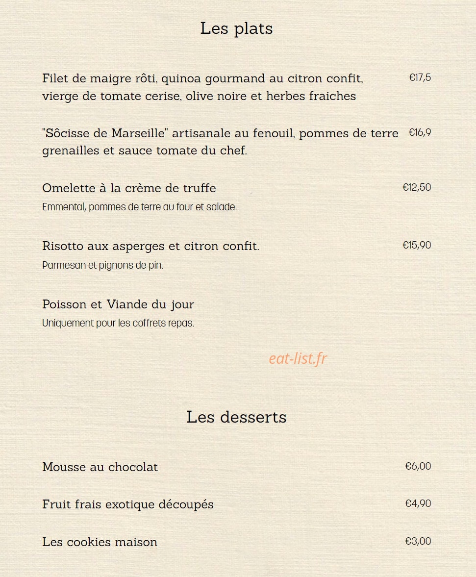La French Cuisine — carte page 2