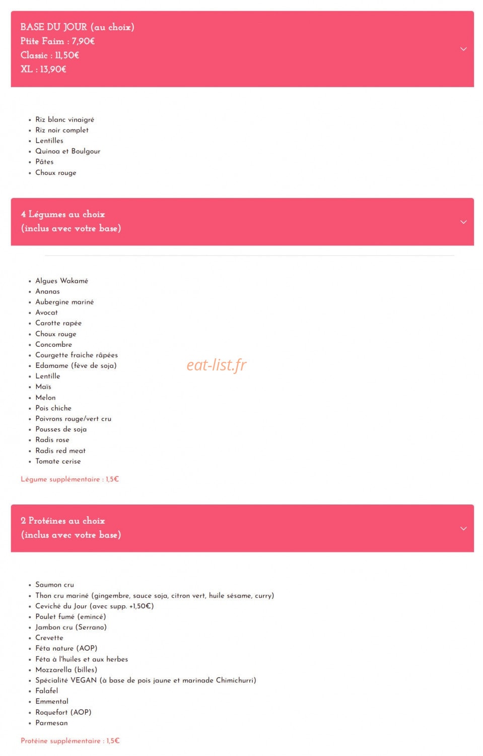 La Fresh Cantine — carte page 1