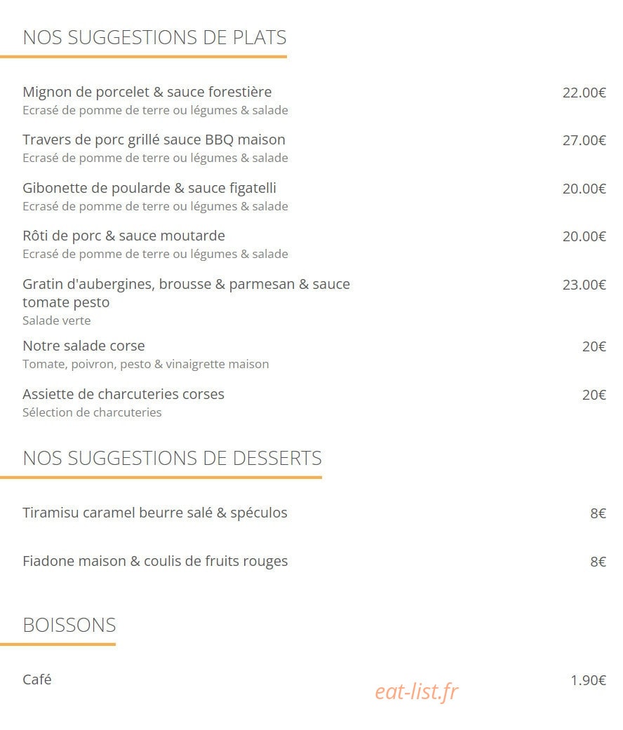 La Rôtisserie de Marinette — carte page 1