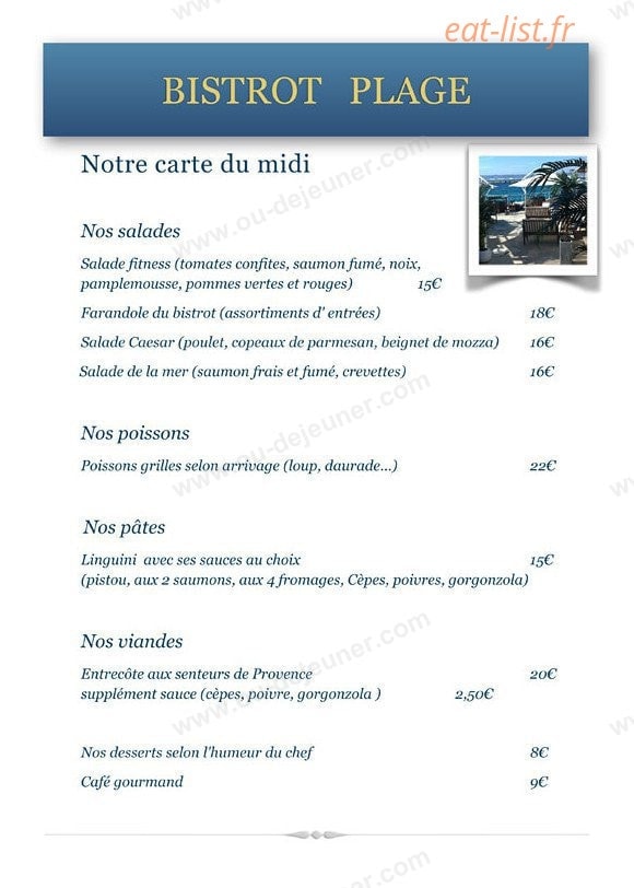 Le bistrot plage — carte page 2
