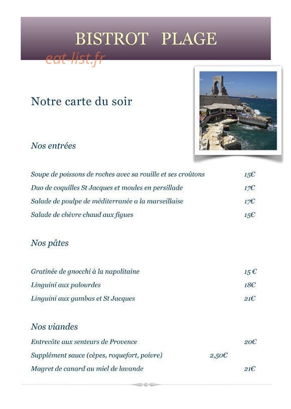 Le bistrot plage — carte page 3