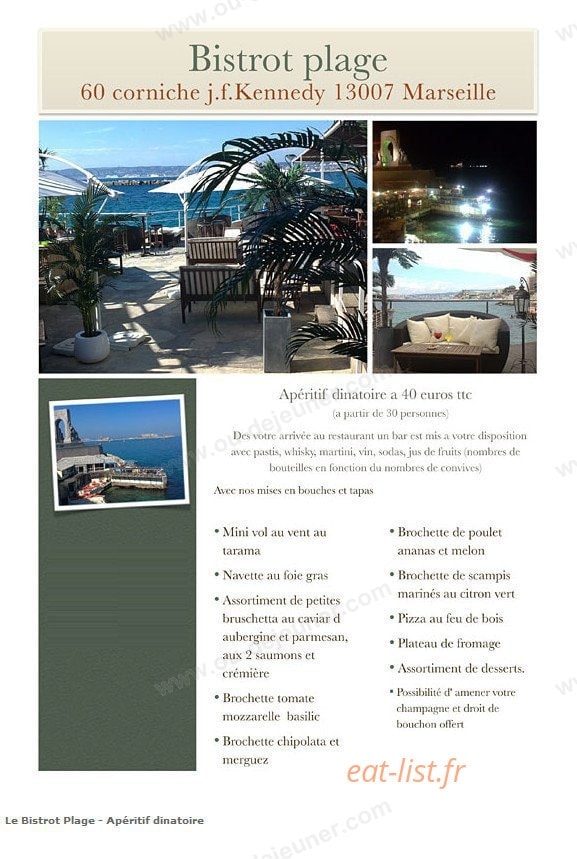 Le bistrot plage — carte page 1