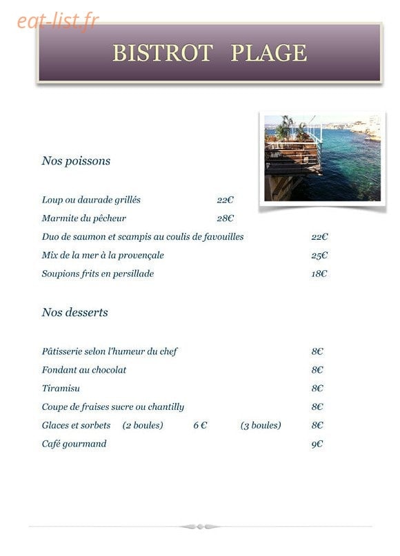 Le bistrot plage — carte page 5