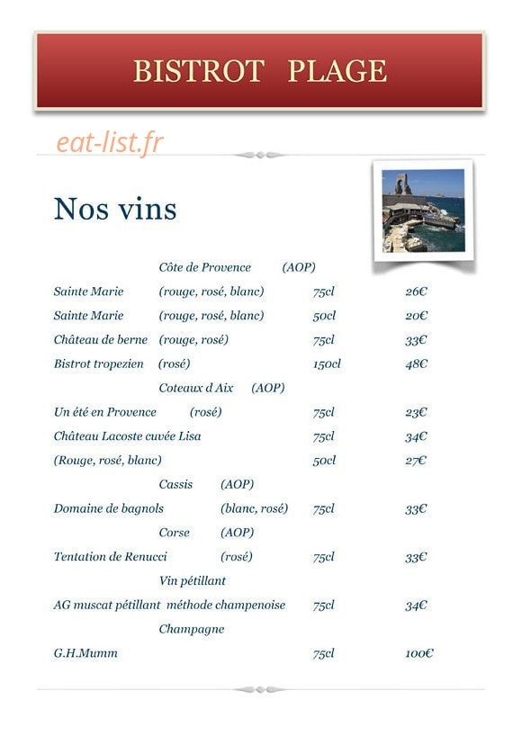 Le bistrot plage — carte page 4