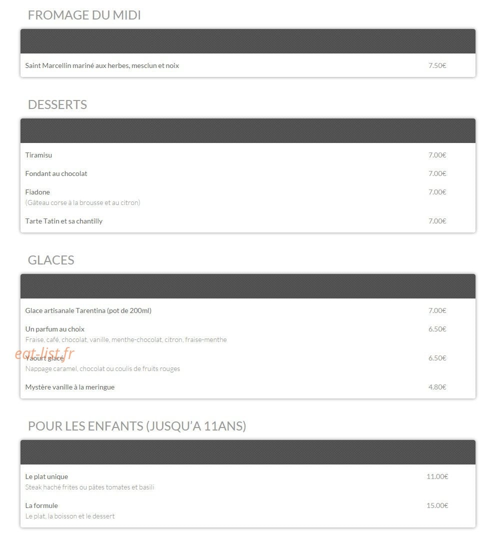 Le Chalet du Pharo — carte page 3