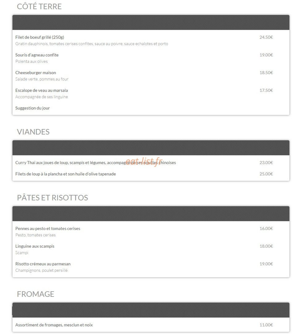 Le Chalet du Pharo — carte page 2