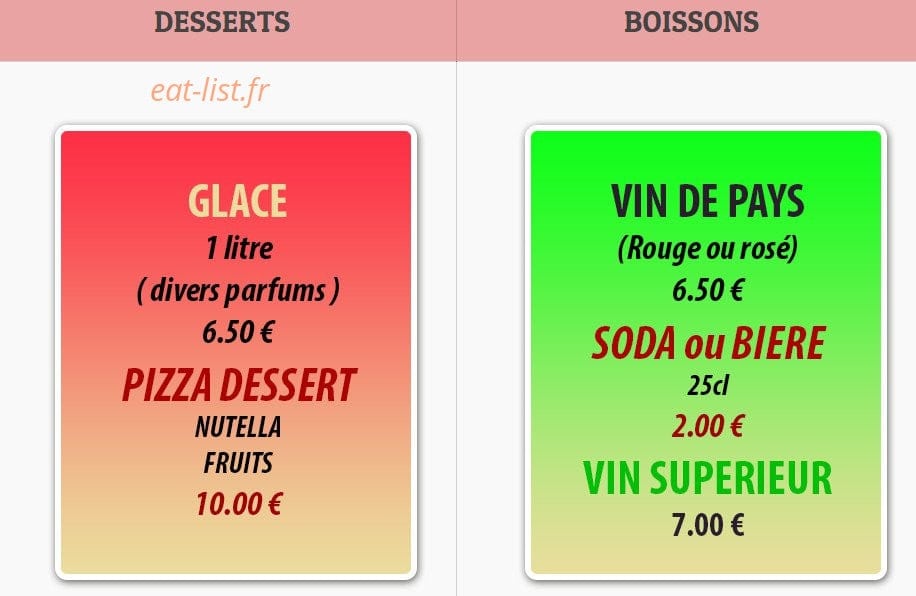 Pizz' artisanale — carte page 2