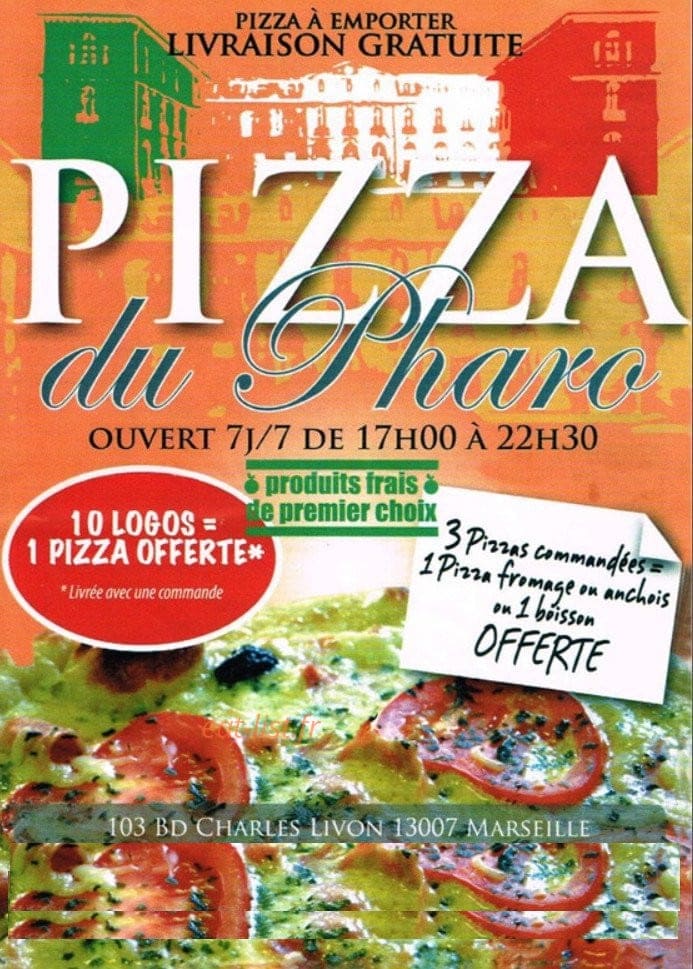 Pizza du Pharo — carte page 1