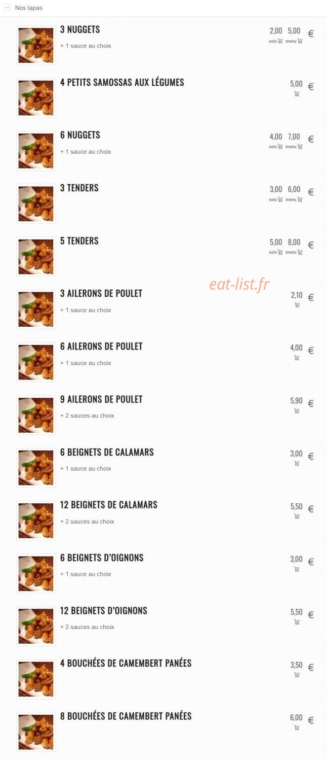 Rapido Burger — carte page 9