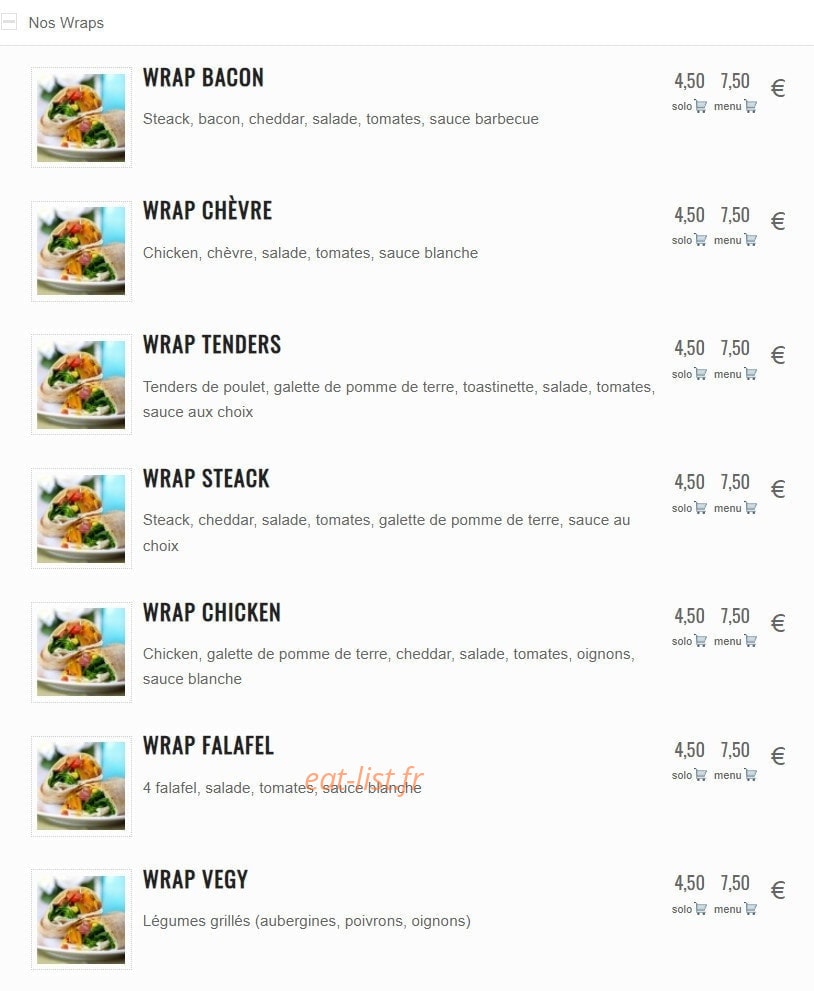 Rapido Burger — carte page 7