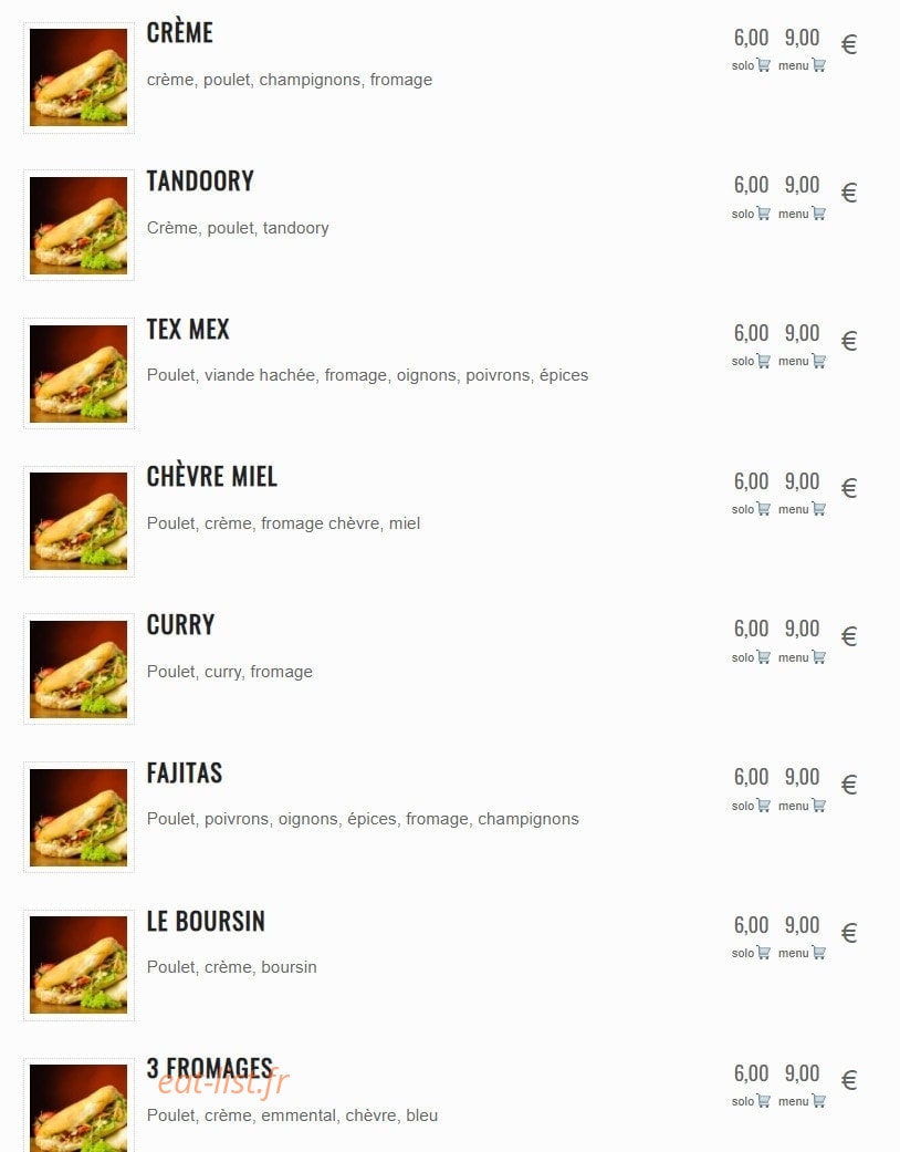 Rapido Burger — carte page 4