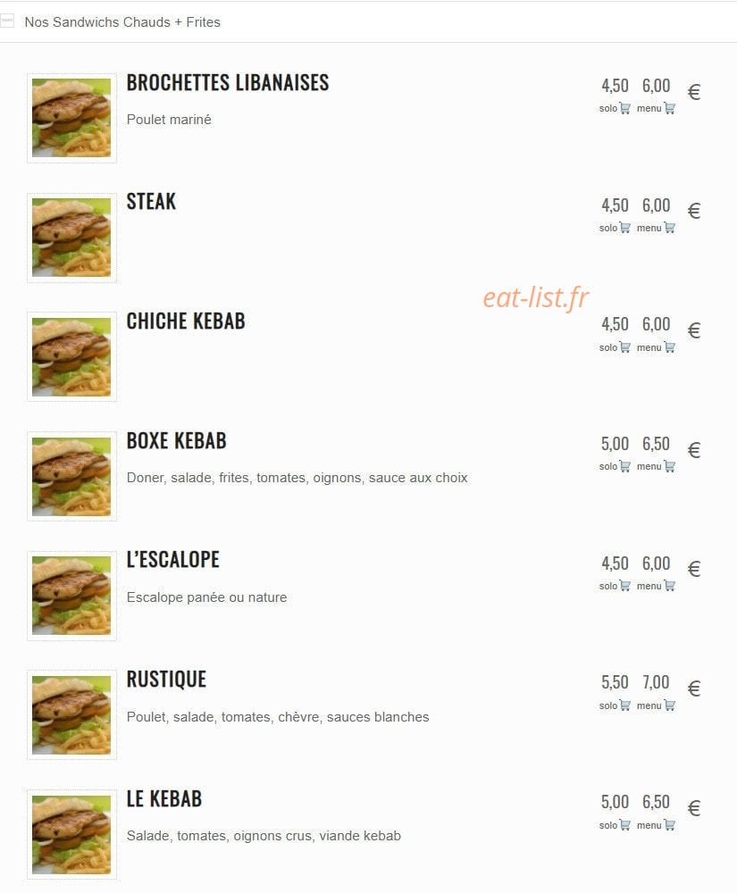 Rapido Burger — carte page 6
