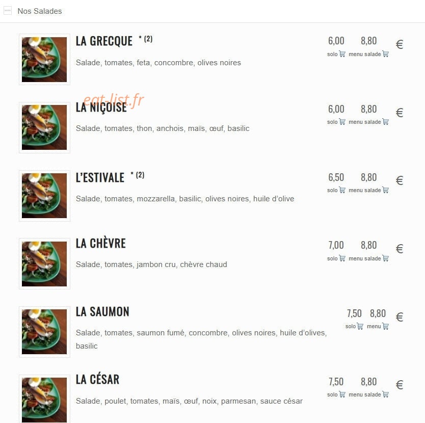 Rapido Burger — carte page 8