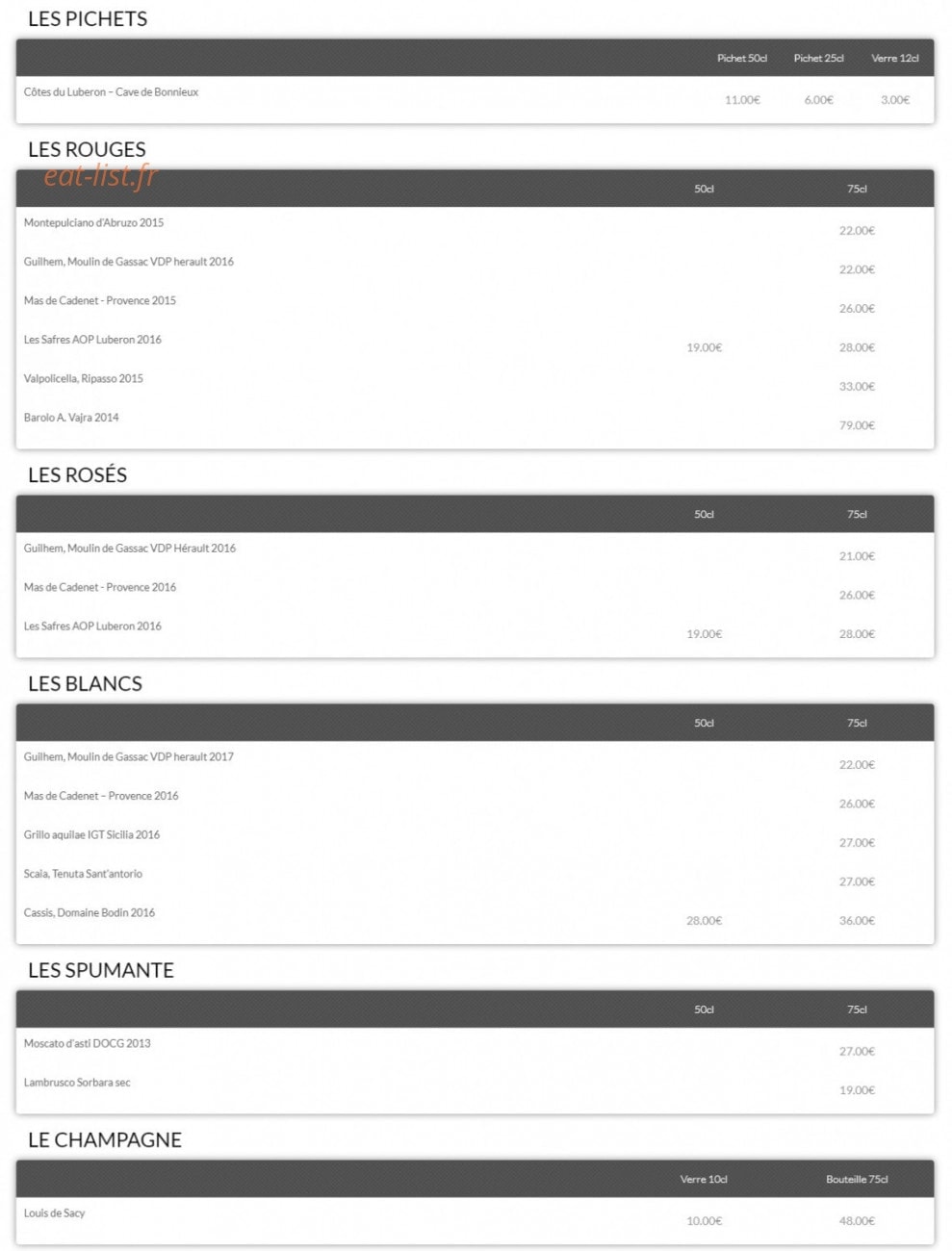 Restaurant de l'unm — carte page 4