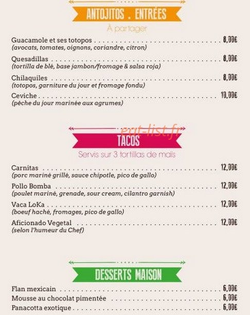 Taquería LoKa — carte page 1