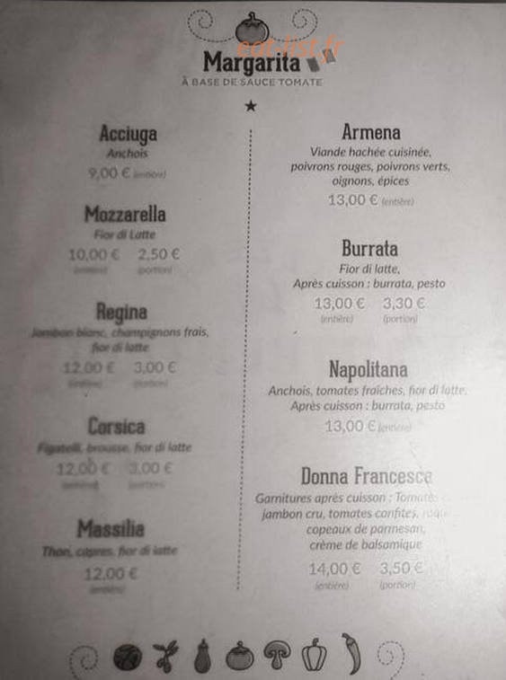 Authentique pizza — carte page 1