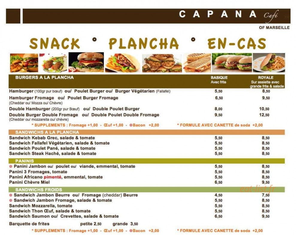 Capana café — carte page 2