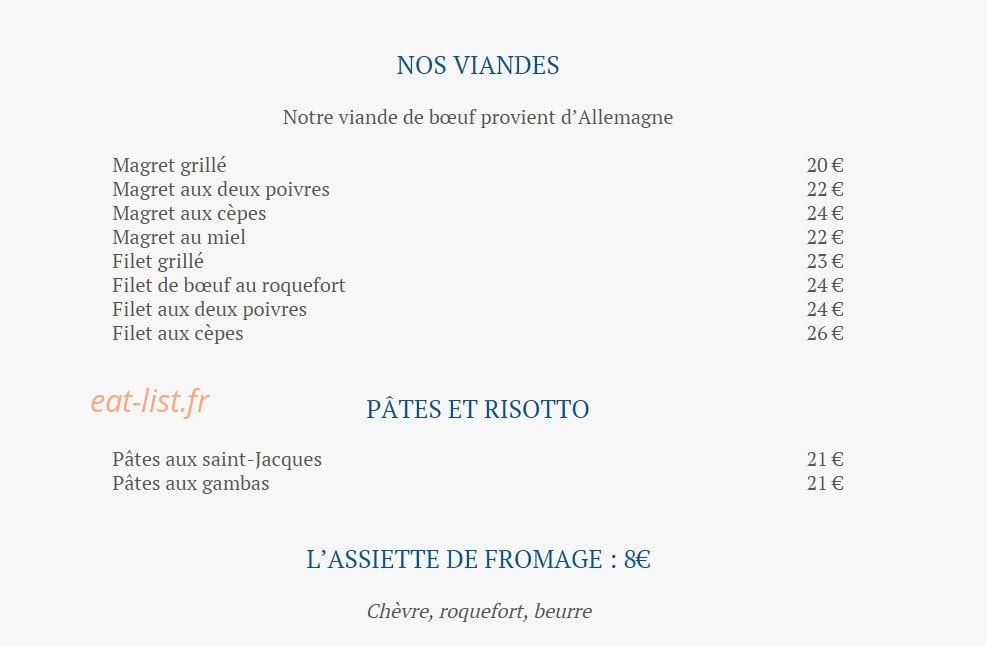 Chez Aldo — carte page 3