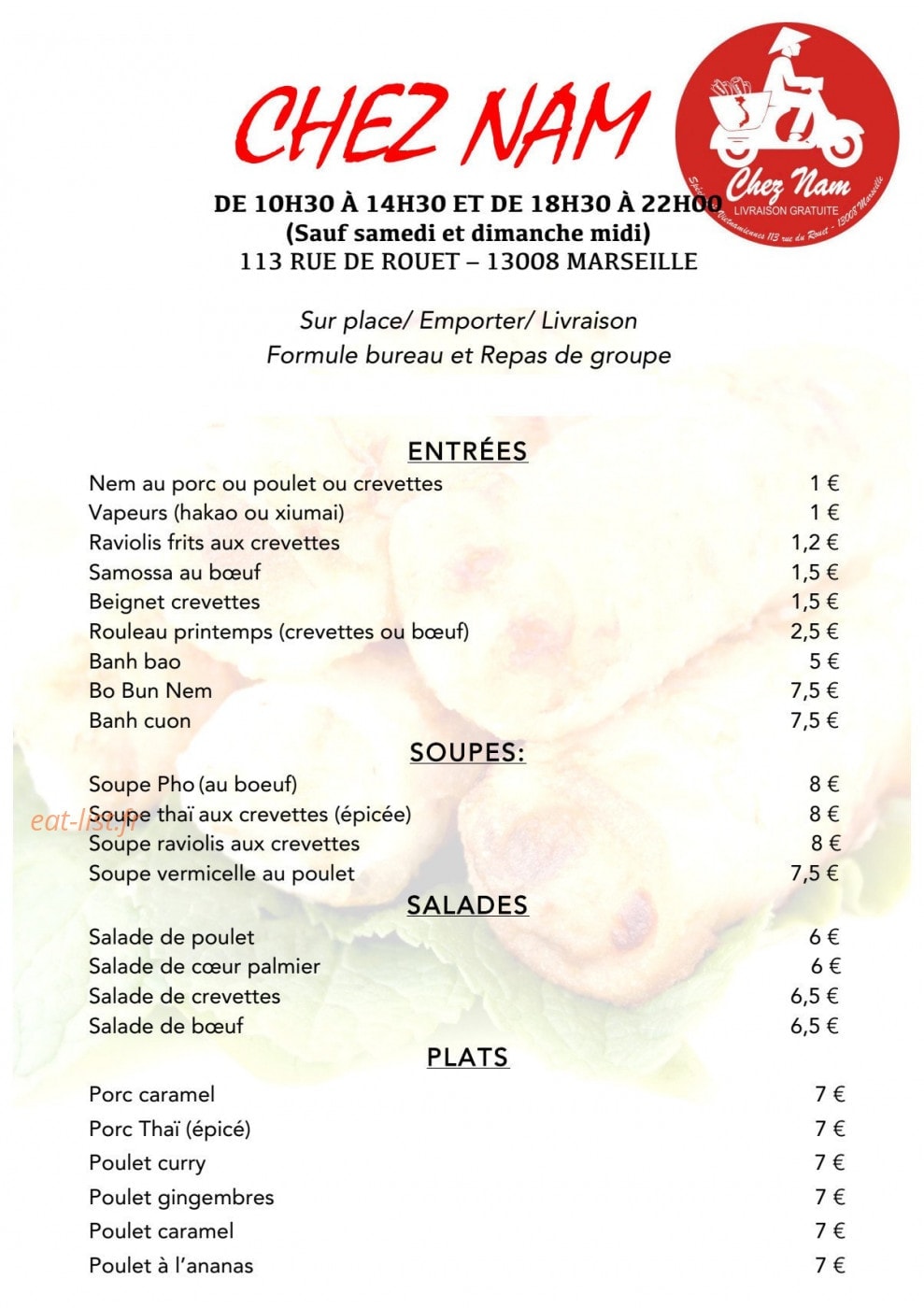 Chez Nam — carte page 1