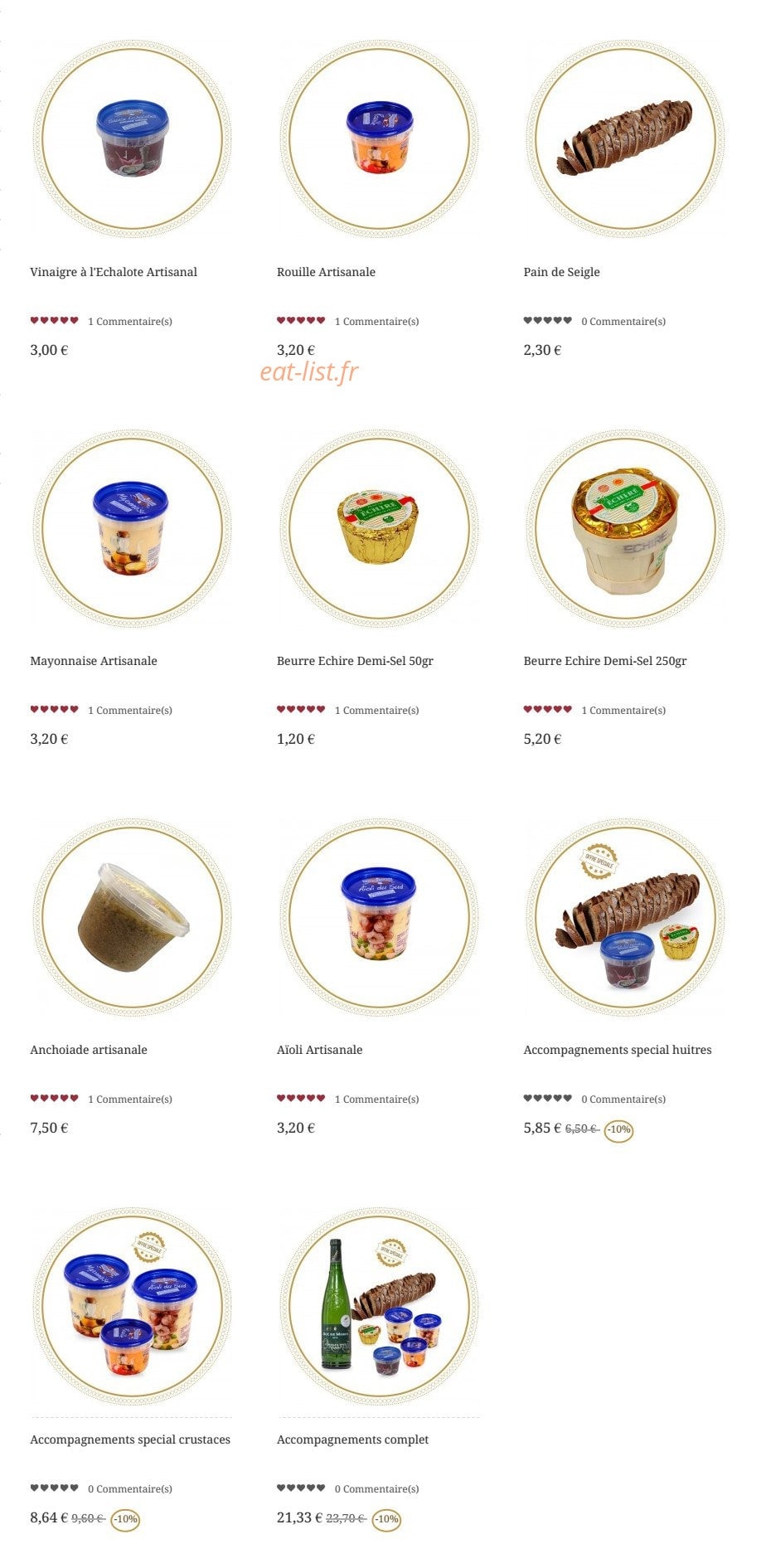Carte et menu de Coquillages Pierrot à Marseille 8 — Accompagnements