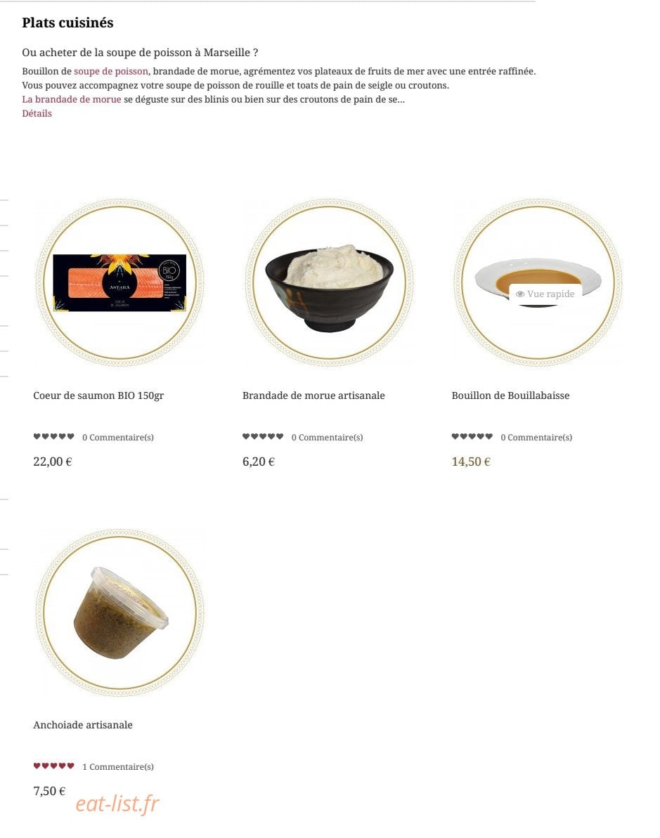 Carte et menu de Coquillages Pierrot à Marseille 8 — Plat cuisine