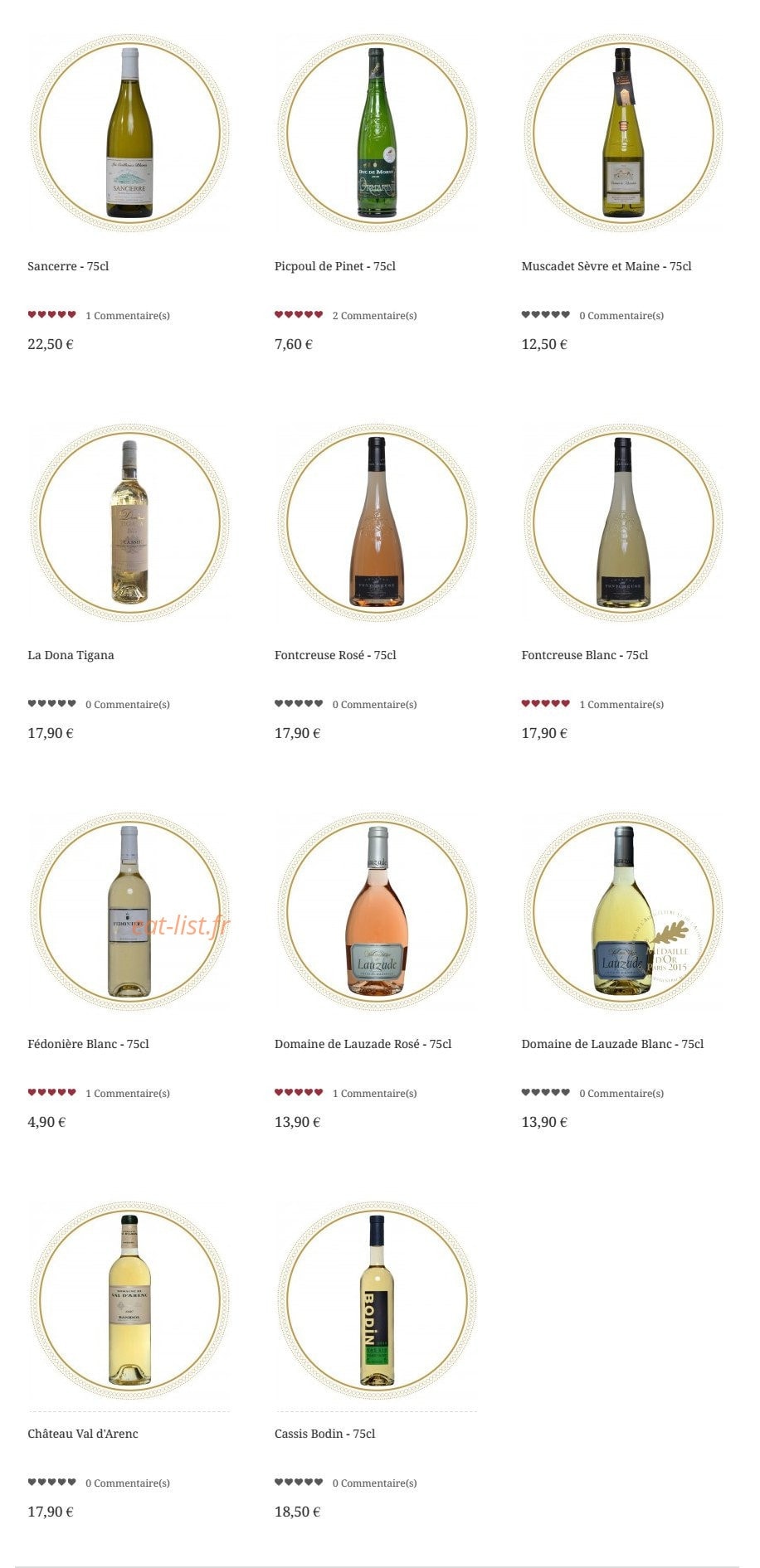 Carte et menu de Coquillages Pierrot à Marseille 8 — Les vins